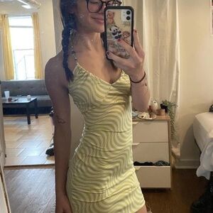 Rue21 Green and White Beaded Halter Dress